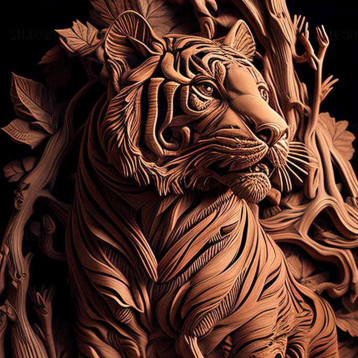 3D model Pursh tiger famous animal (STL)